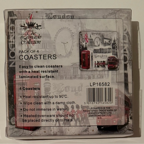 London England Coasters Set of 4 Souvenir The Leonardo Collection - Picture 2 of 4